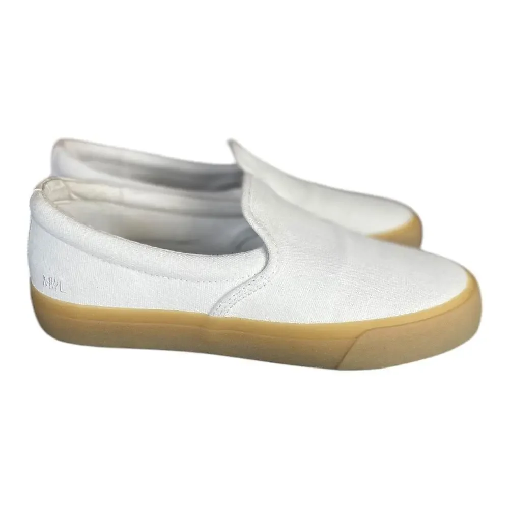 Madewell Unisex Sidewalk Slip On Sneakers In Recycled Canvas With Gum Bottoms